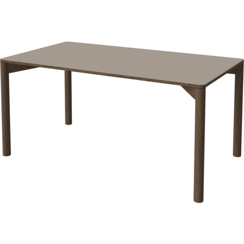 Bolia Pana eettafel blad grijsbruine fenix laminaat onderstel donker geoliede eik