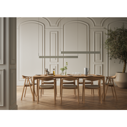 Bolia Pana eettafel blad witte fenix laminaat onderstel geoliede eik