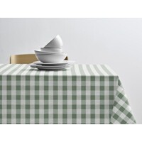 Gingham afwasbaar tafelkleed per cm - Hedge green