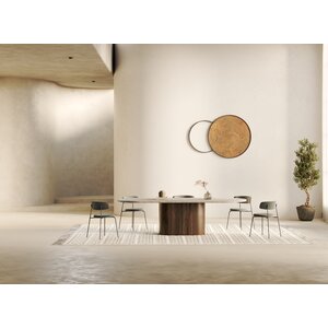 Paul Rogers Palermo table à manger ovale à encoche - Mortex salt/piètement smoked walnut