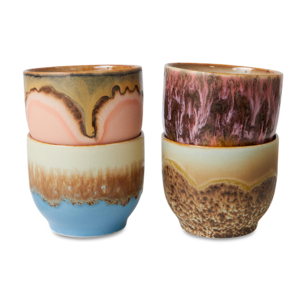 HKLiving 70s café koffiekopjes lagoon - set of 4