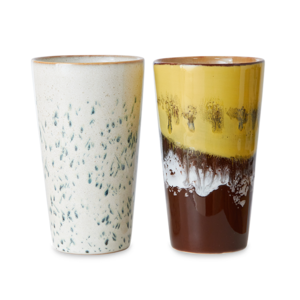 HKLiving 70s latte mok brine -  set van 2