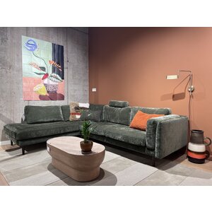 Sits Sigge hoeksofa stof wildflower forest green - poten 141 walnut