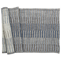 TAITO saunadoek gewassen linnen blauw bruin 46 x 150