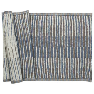 Lapuan Kankurit TAITA serviette de sauna en lin lavé bleu brun 46 x 150