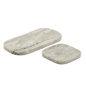 Kave Home Nesa presenteerschaal beige marmer - set van 2