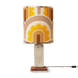 HKLiving Tafellamp Brut voet chrome - lampenkap Motif