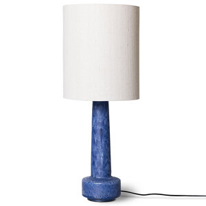 HKLiving Lampe de table Retro pied bleu - abat-jour lin naturel