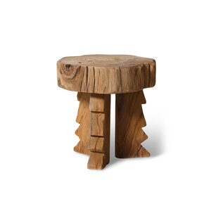 HKLiving Carved houten kruk