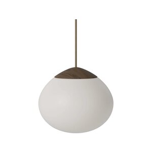 Bolia Acorn suspension Ø21 cm verre opalin mat en chêne massif huilé foncé