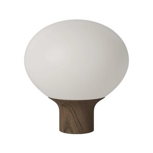 Bolia Acorn tafellamp Ø32 cm mat opaalglas donker geoliede massieve eik