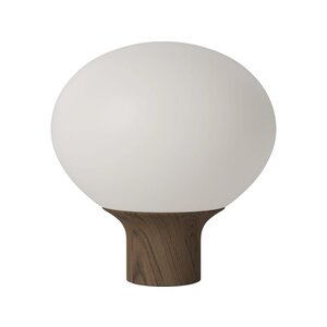 Bolia Acorn tafellamp Ø41 cm mat opaalglas donker geoliede massieve eik