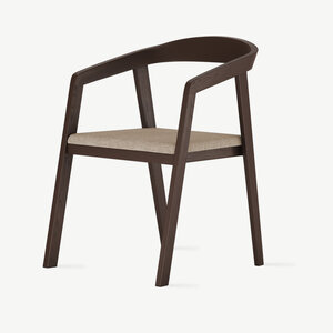 Armand eetkamerstoel bruin beukenhout - almond beige zitting TOONZAALMODEL