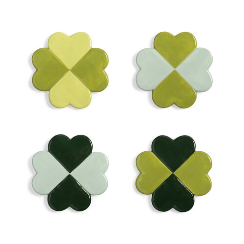 &Klevering Lucky clover glasonderzetters - set van 4 &Klevering Lucky clover glasonderzetters - set van 4
