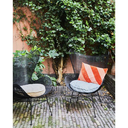 HKLiving Gestreept fluwelen kussen rood/roze 40 x 60