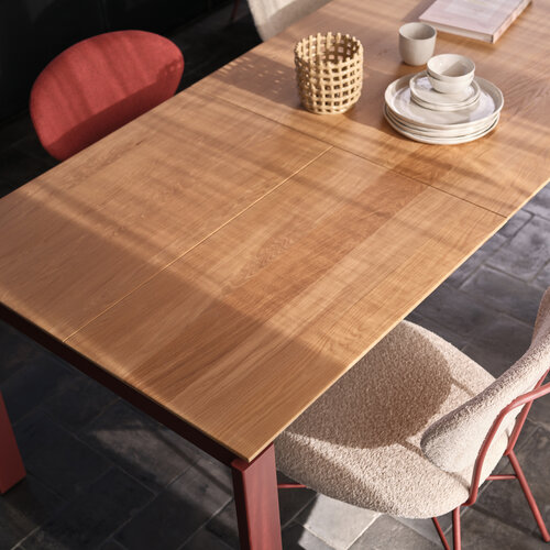 Mobitec Altera verlengbare eettafel T0501 blad eik onderstel metaal rost + 1 verlengstuk