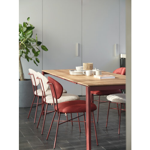 Mobitec Altera verlengbare eettafel T0602 blad eik onderstel metaal rost + 2 verlengstukken Mobitec Altera verlengbare eettafel T0602 blad eik onderstel metaal rost + 2 verlengstukken