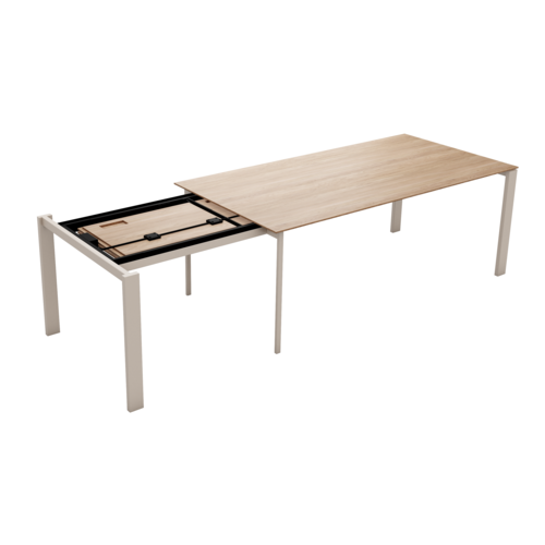 Mobitec Altera verlengbare eettafel T0602 blad eik onderstel metaal cool grey + 2 verlengstukken