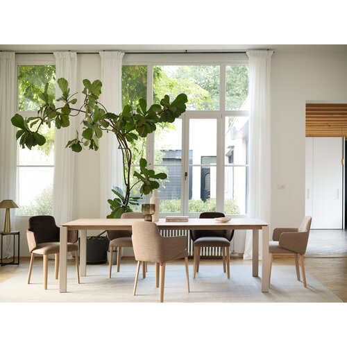 Mobitec Altera verlengbare eettafel T0602 blad eik onderstel metaal cool grey + 2 verlengstukken
