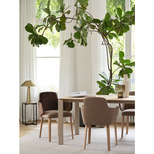 Mobitec Altera verlengbare eettafel T0602 blad eik onderstel metaal cool grey + 2 verlengstukken