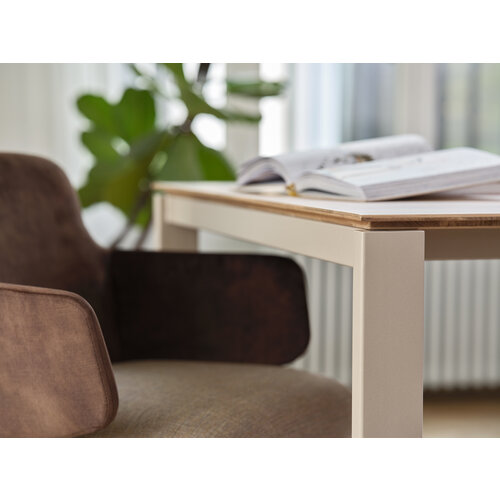 Mobitec Altera verlengbare eettafel T0602 blad eik onderstel metaal cool grey + 2 verlengstukken