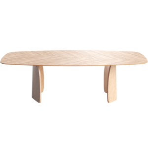 Mobitec Dolmen T0600 boot ovale eettafel fineer eikenhout chevron