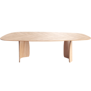 Mobitec Dolmen T0300 table à manger organique en placage de chêne chevron