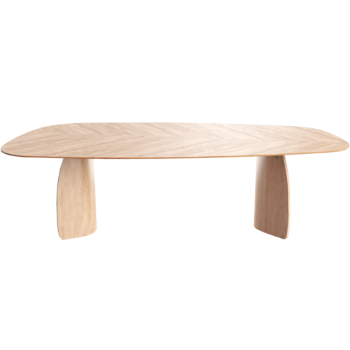 Mobitec Dolmen T0300 organische eettafel fineer eikenhout chevron