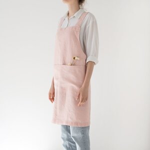 Linen Tales Crossback keukenschort misty rose