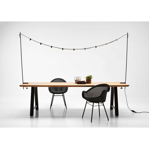 Vincent Sheppard Matteo tuintafel zwart 215 x 100 cm incl. light my table lichtslinger- TOONZAALMODEL
