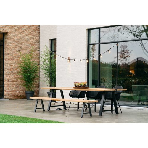 Vincent Sheppard Matteo tuintafel zwart 215 x 100 cm incl. light my table lichtslinger- TOONZAALMODEL