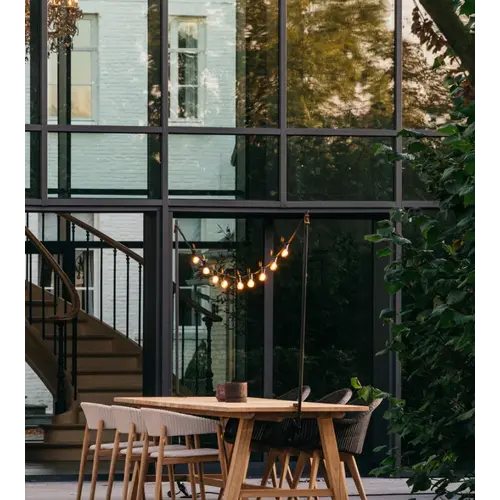 Vincent Sheppard Matteo tuintafel zwart 215 x 100 cm incl. light my table lichtslinger- TOONZAALMODEL