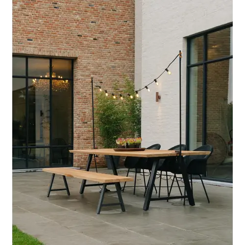 Vincent Sheppard Matteo tuintafel zwart 215 x 100 cm incl. light my table lichtslinger- TOONZAALMODEL