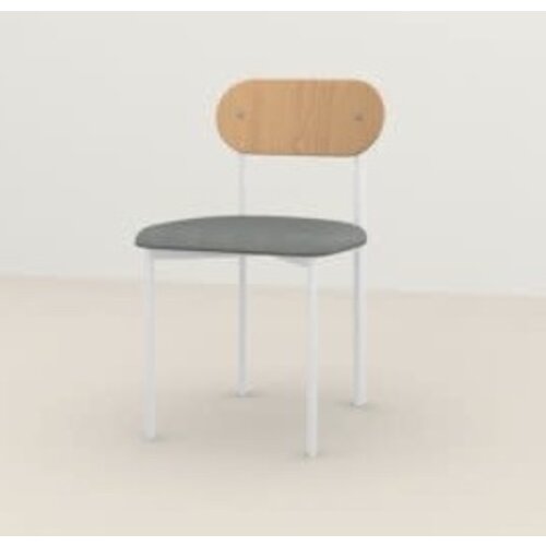 Studio Henk Oblique stoel wit frame houten rugleuning brema lt.grey60 - TOONZAALMODEL