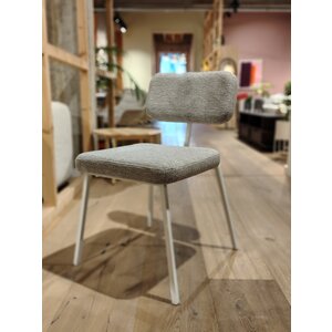 Studio Henk Ode chaise de salle à manger - cadre blanc - assise Brema grise