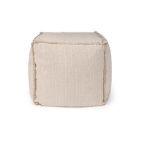 Handloom poef beige