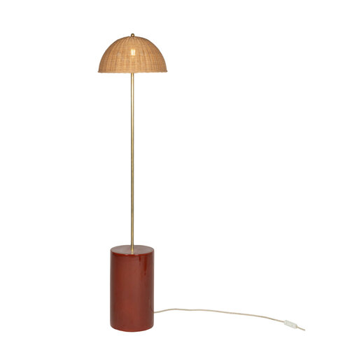 Vincent Sheppard Arvin vloerlamp recht basis marroon lampenkap rotan Vincent Sheppard Arvin vloerlamp recht basis marroon lampenkap rotan