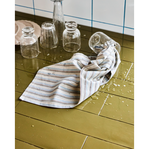 House Doctor Cook keukenhanddoek blauw/zand - set van 3