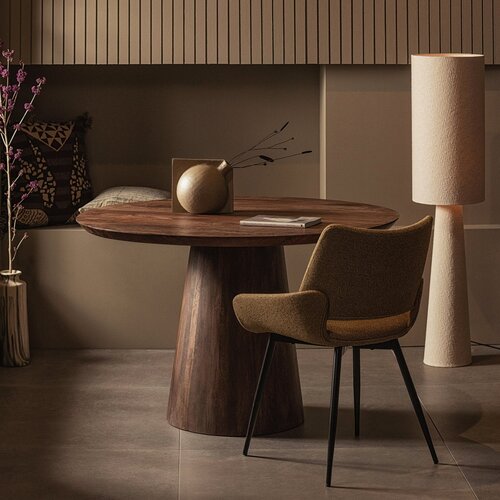 WOOOD Loft vloerlamp metaal bouclé/naturel