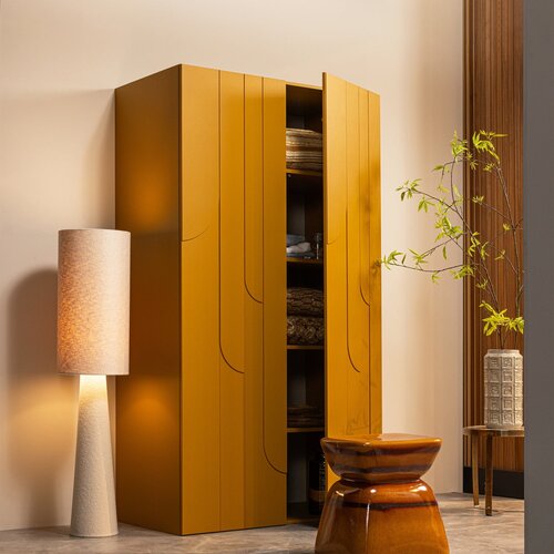 WOOOD Loft vloerlamp metaal bouclé/naturel