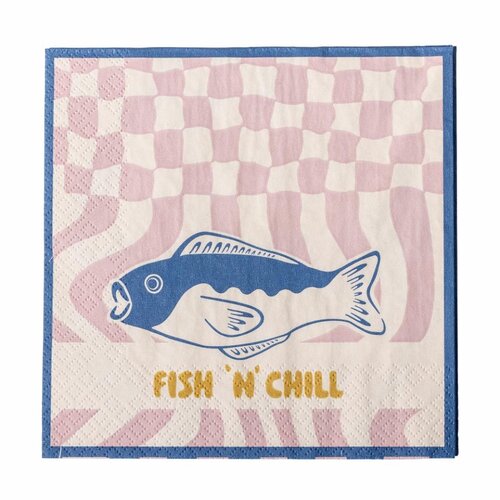 Bloomingville Remy servetten papier blauw - pak van 20