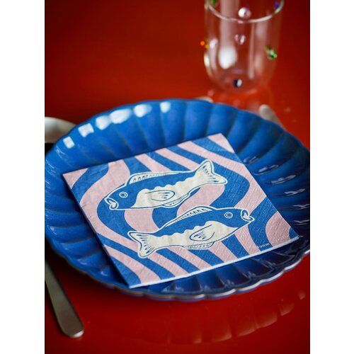 Bloomingville Remy servetten papier blauw - pak van 20