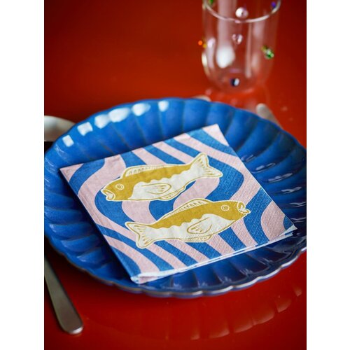 Bloomingville Remy servetten papier blauw - pak van 20
