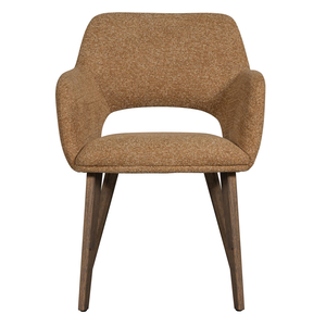 WOOOD Murat eetkamerstoel taupe met houten poot donkerbruin