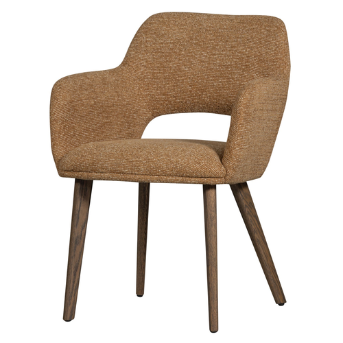 WOOOD Murat eetkamerstoel taupe met houten poot donkerbruin WOOOD Murat eetkamerstoel taupe met houten poot donkerbruin