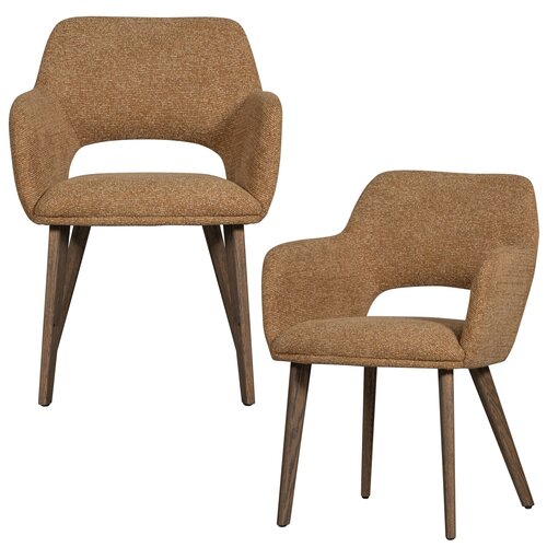 WOOOD Murat eetkamerstoel taupe met houten poot donkerbruin WOOOD Murat eetkamerstoel taupe met houten poot donkerbruin