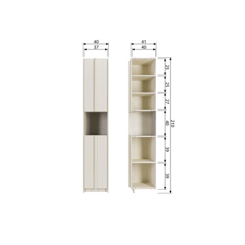 WOOOD Basu smalle kast 40 cm grenen dust incl. concrete decor