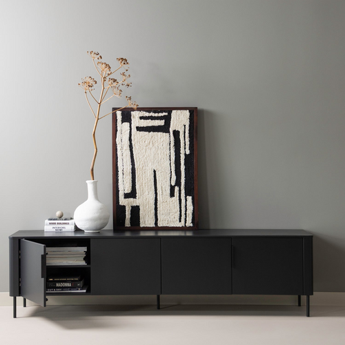 WOOOD Gunnar tv meubel 200 cm grenen matzwart WOOOD Gunnar tv meubel 200 cm grenen matzwart