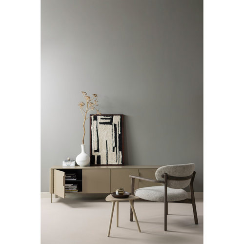 WOOOD Udar fauteuil naturel met houten frame donkerbruin