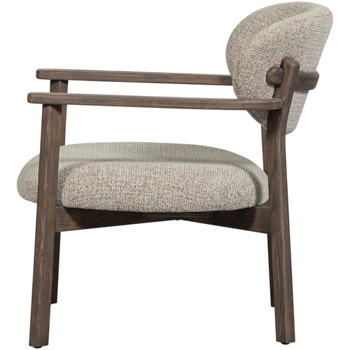 WOOOD Udar fauteuil naturel met houten frame donkerbruin